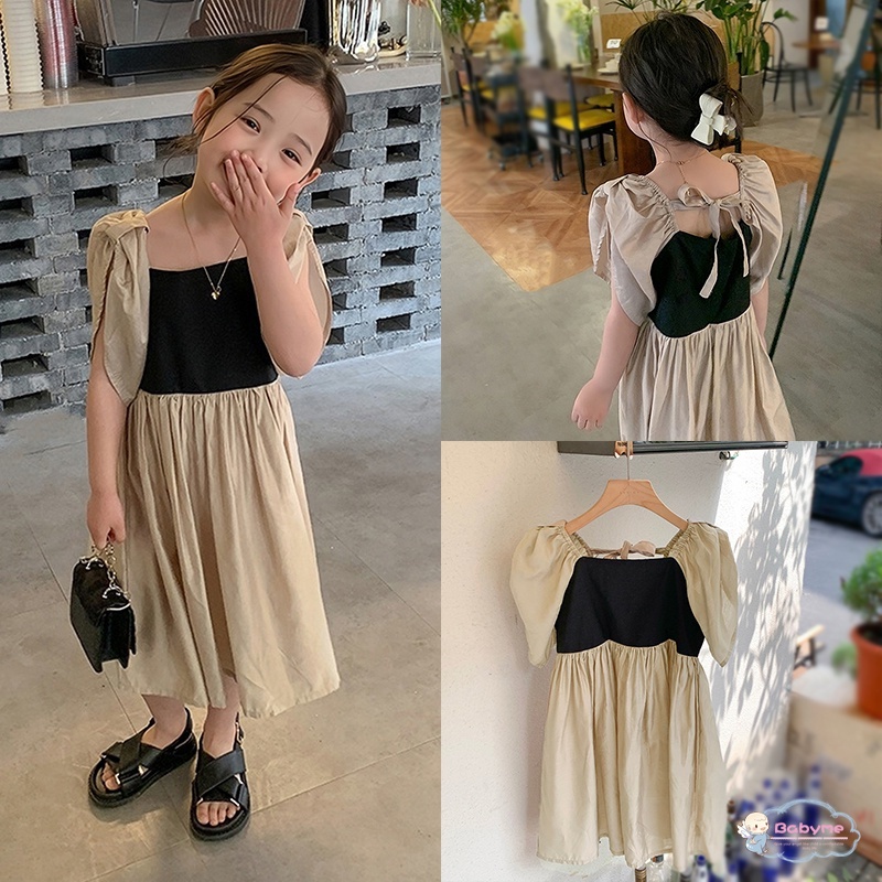 Đầm Công Chúa Cổ Vuông Tay Phồng Màu Sắc Ngọt Ngào Thoáng Khí Thân Thiện Với Da Cho Bé Gái