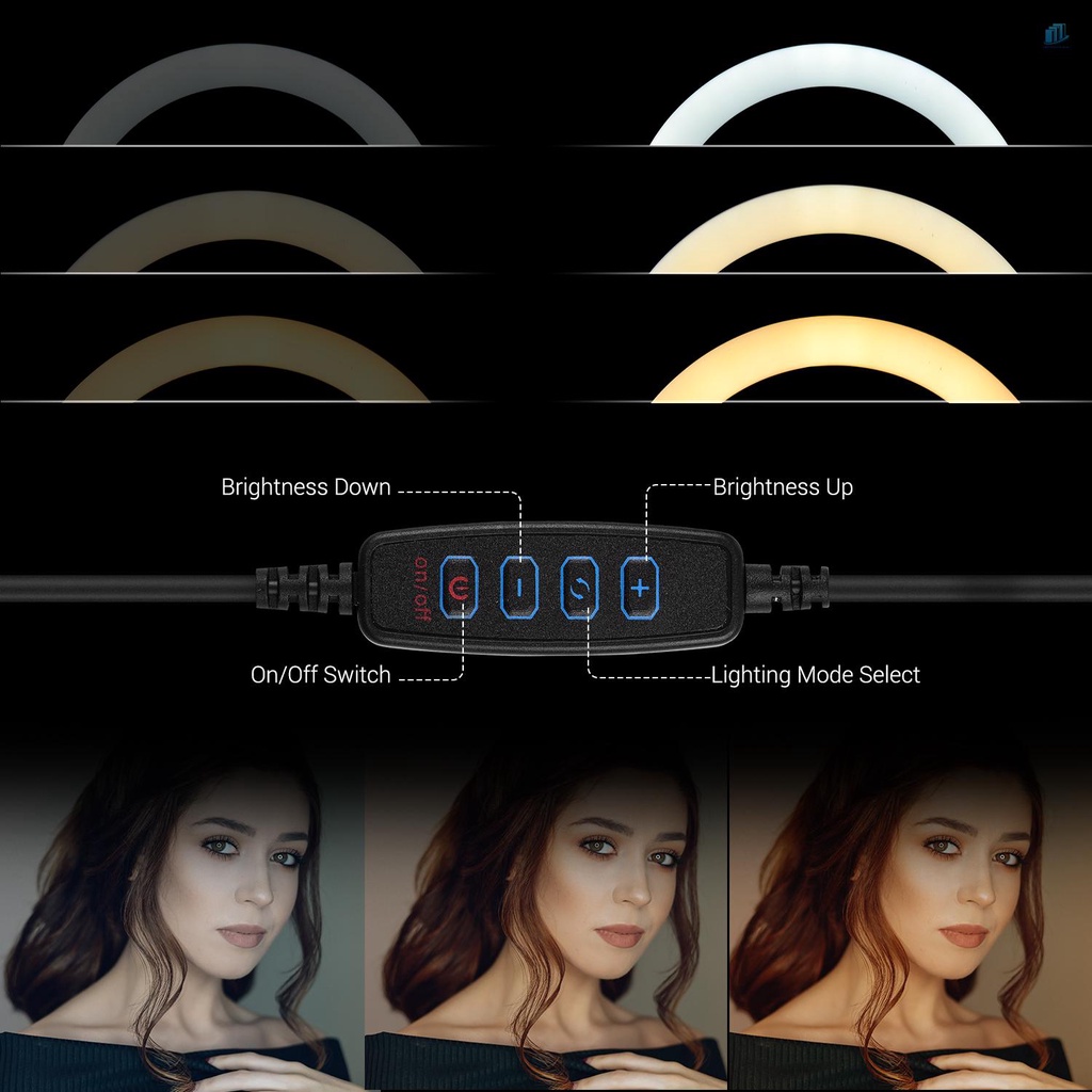 Vòng Đèn LED Mini 6 Inch 3 Chế Độ Điều Chỉnh Được Kèm Kẹp Linh Hoạt Với Bộ Chuyển Đổi Đầu Bi Cố Định Video Trực Tiếp