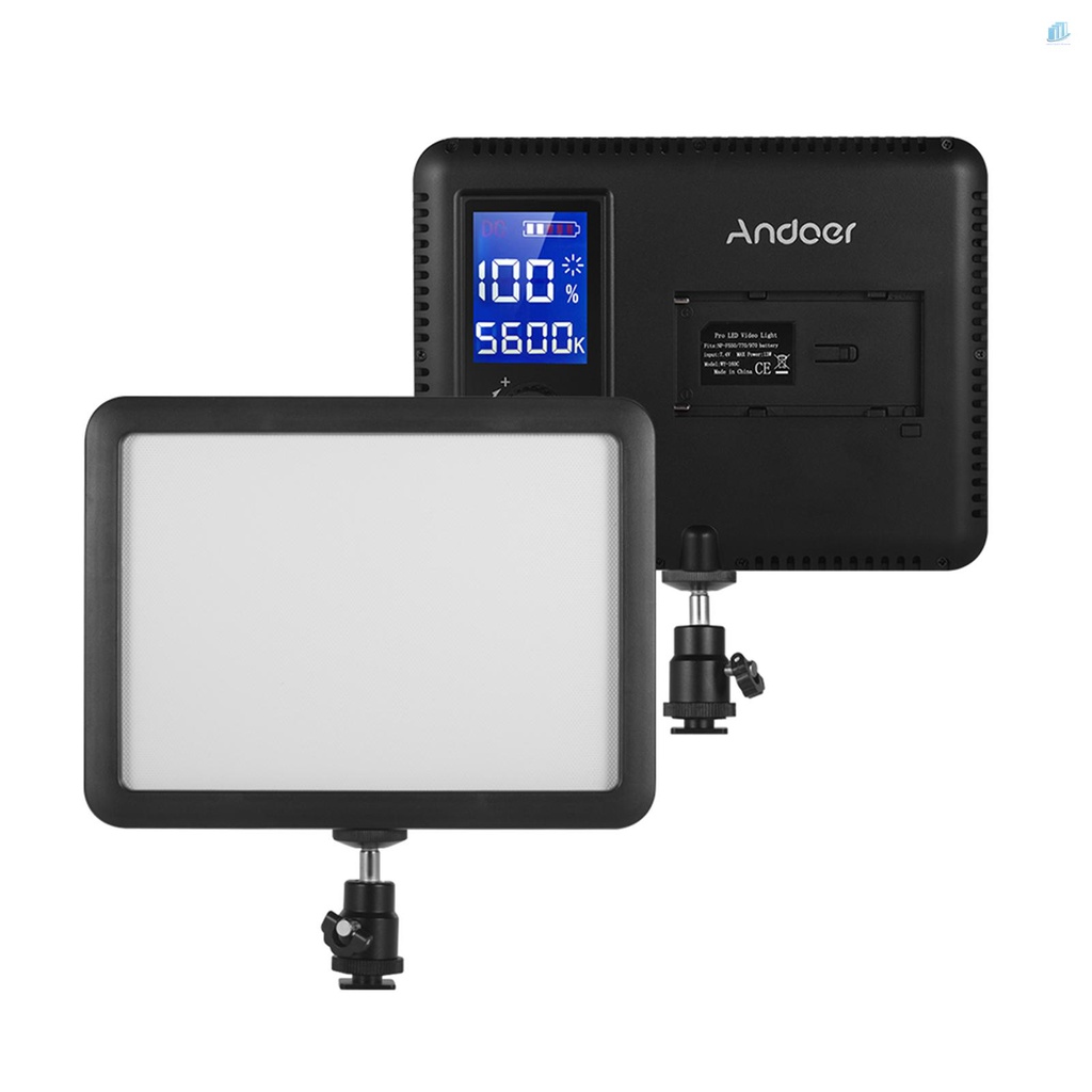 Bảng Đèn LED Andoer WY-160C 3300K-5600K Có Thể Điều Chỉnh Nhiệt Độ Kèm Màn Hình LCD Cho Máy Quay DSLR