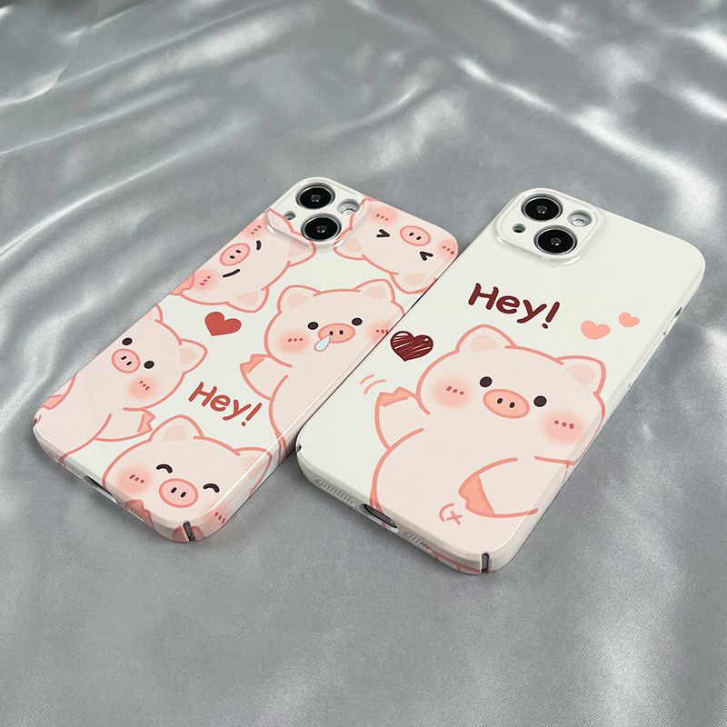 Ốp Điện Thoại Cứng In Hình Heo / Trái Tim Cho Iphone 12 Xr 8 14pro max 13Xs7 11 BI4R