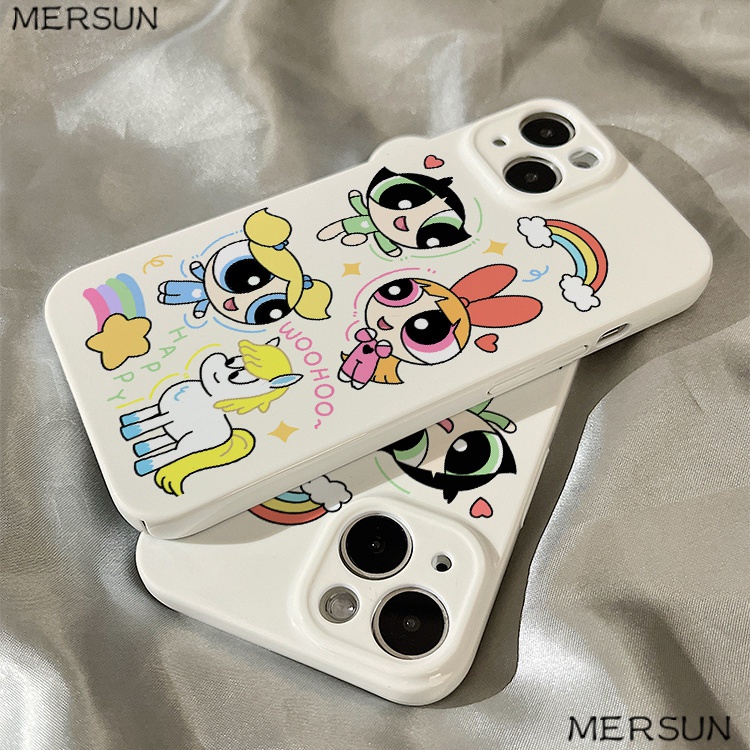 Ốp Điện Thoại Cứng Họa Tiết Powerpuff Girls Bảo Vệ Cho iphone14promax12 11 13 R27O