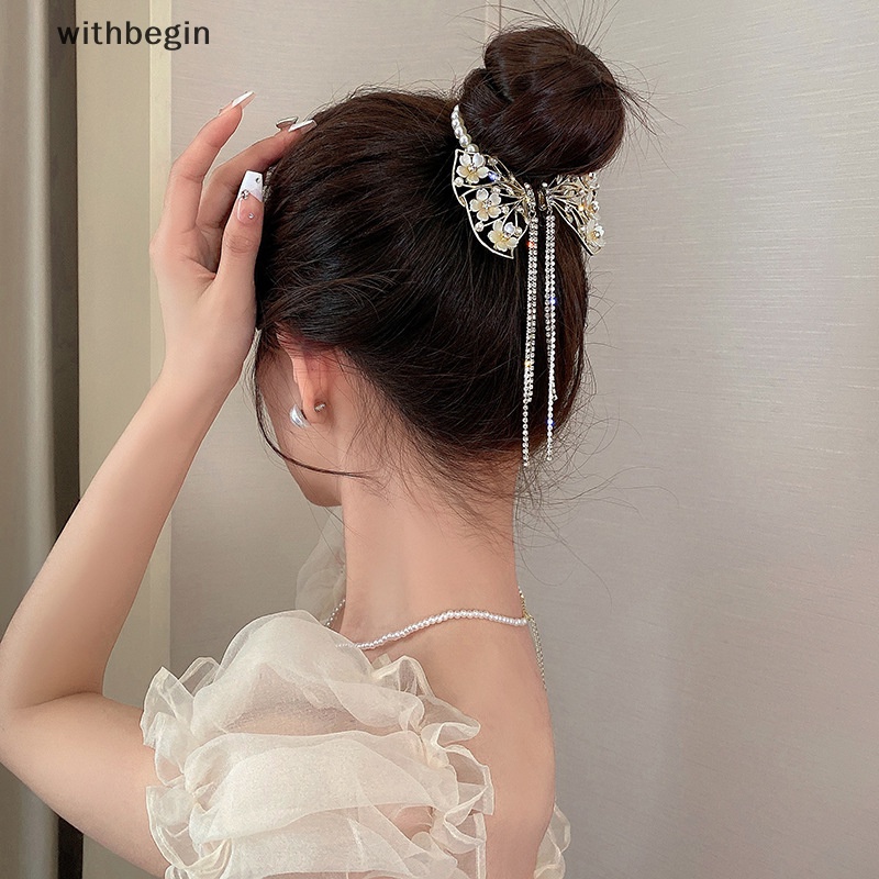 Kẹp Tóc Đính Nơ Tua Rua Kiểu Dáng Ngọt Ngào Thanh Lịch Dành Cho Nữ