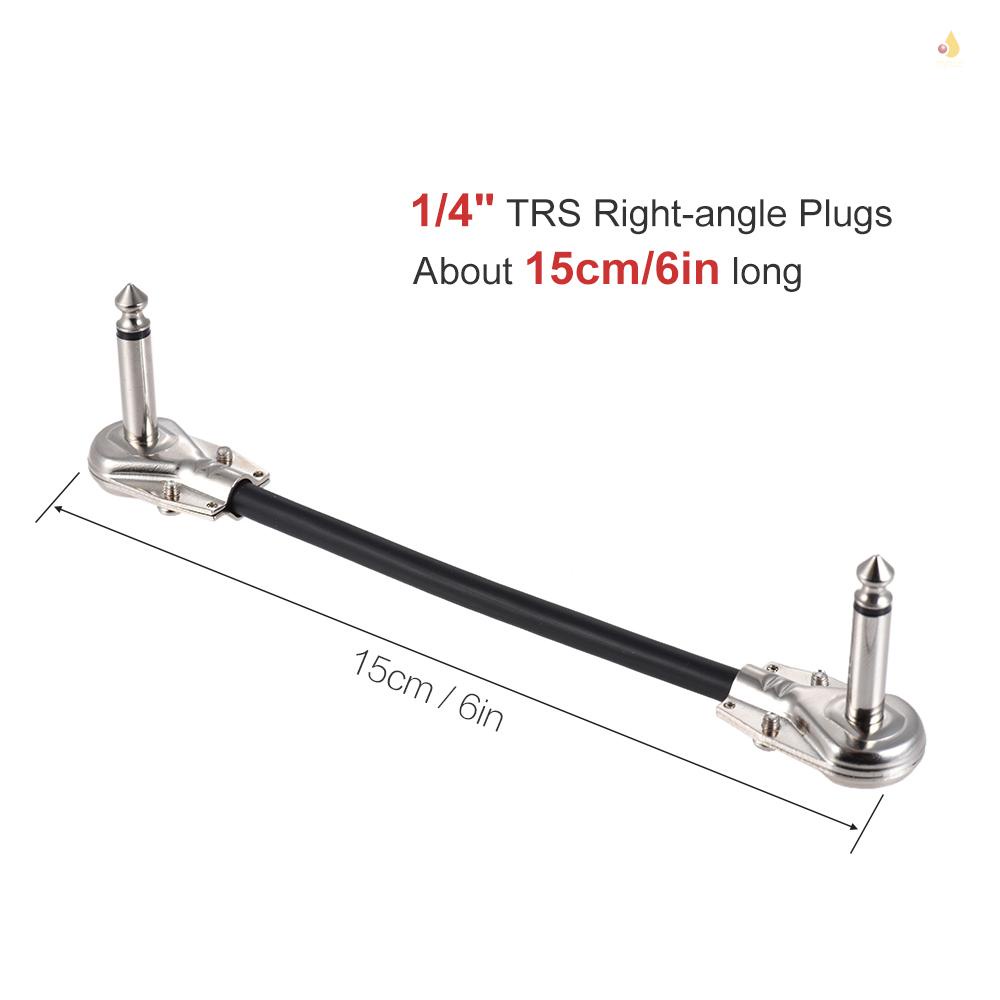 Set 3 Dây Cáp Phơ Đàn Guitar 15cm / 6in 1 / 4 "Góc Phải Màu Đen Tiện Dụng