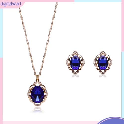 Bộ Vòng cổ + Bông Tai Đính Đá Thời Trang Cho Nữ