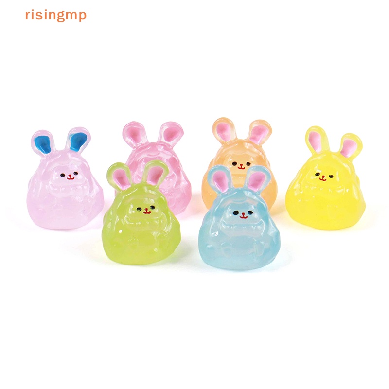 Set 2 Tượng Thỏ Hoạt Hình Mini Dạ Quang Trang Trí Tiểu Cảnh DIY