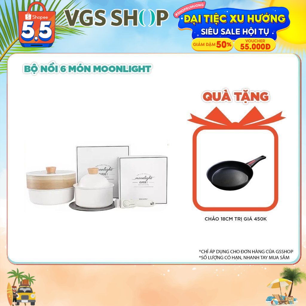 Bộ Nồi 6 Món Moonlight | TẶNG 1 Chảo 18cm trị giá 450K