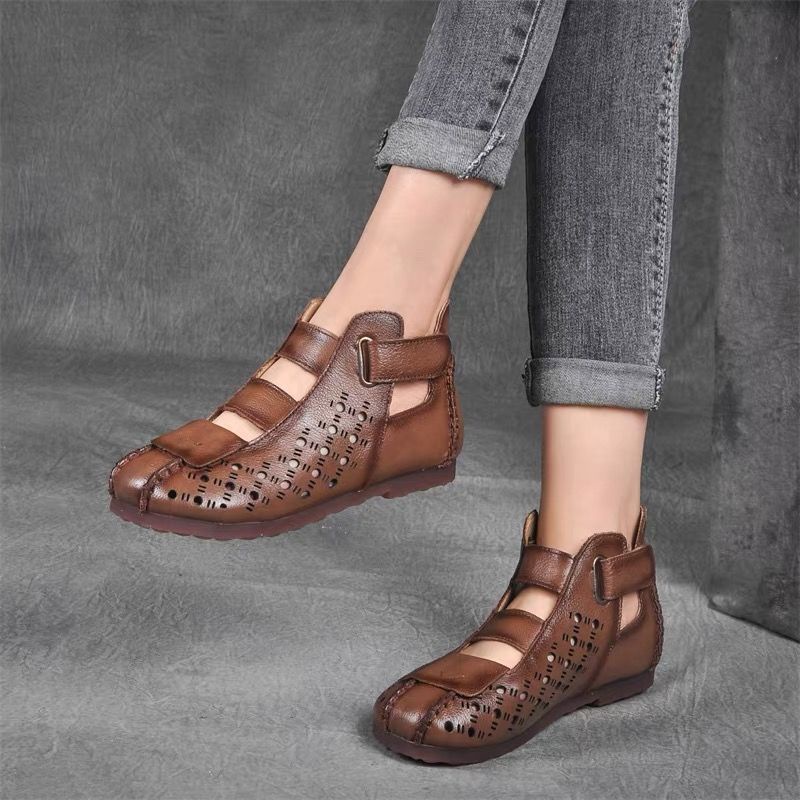Giày Sandal Da Thật Đế Mềm Đục Lỗ Thoải Mái Thời Trang Cho Nữ