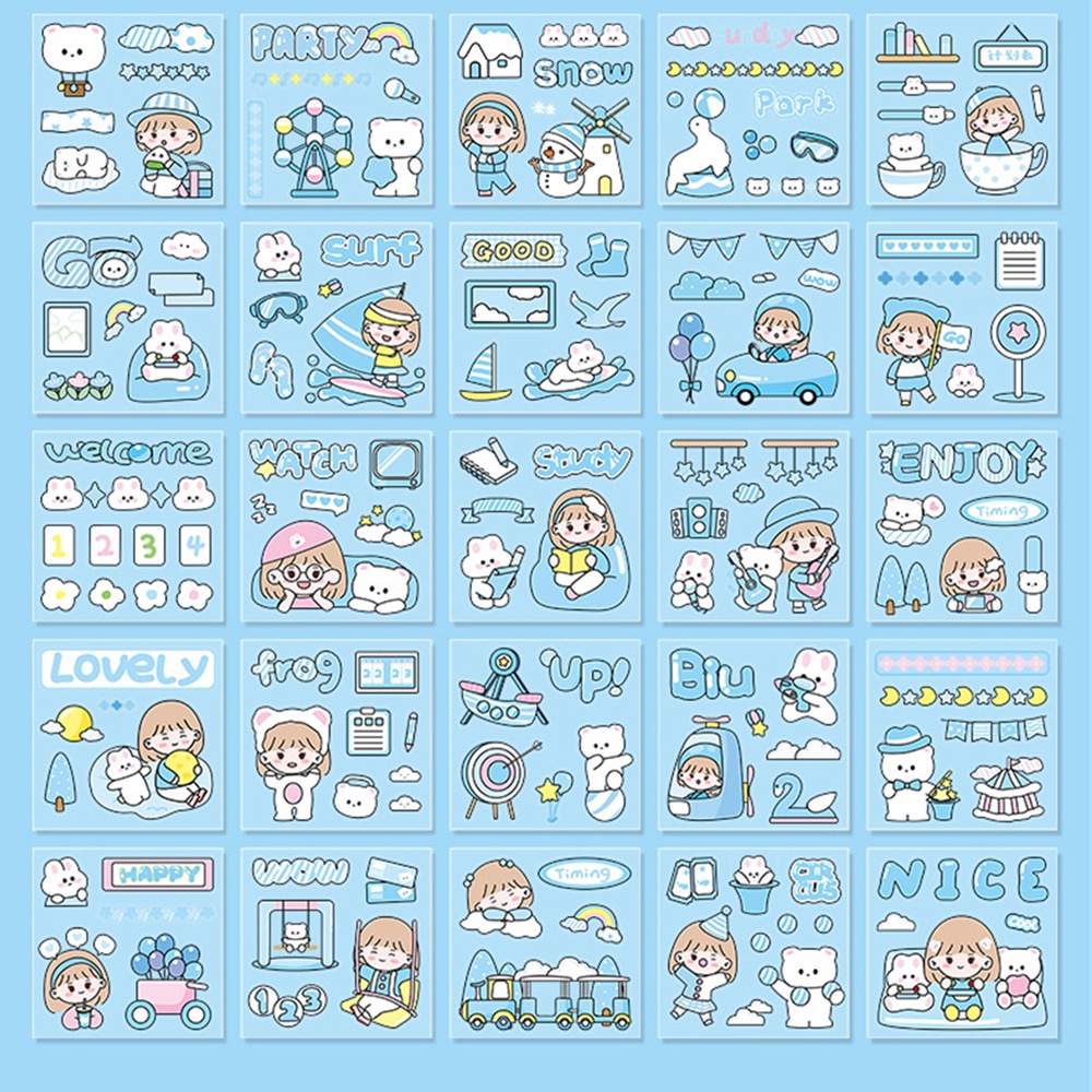 Set 100 Sticker Hoạt Hình Dễ Thương Dán Trang Trí Thủ Công