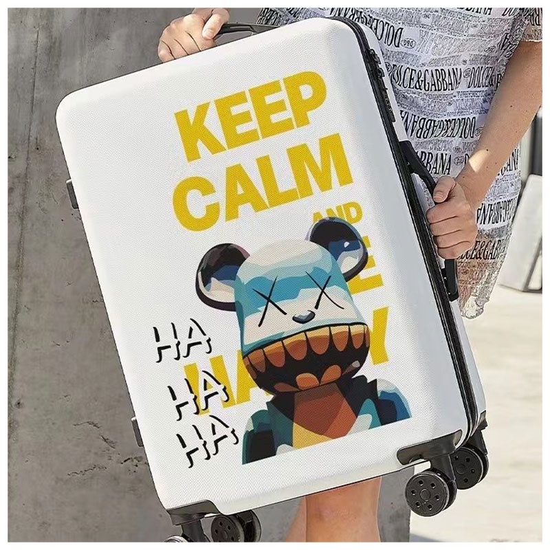 MOUSSON Vali Du Lịch Bằng Da Có Mật Khẩu Họa Tiết Hoạt Hình Đáng Yêu