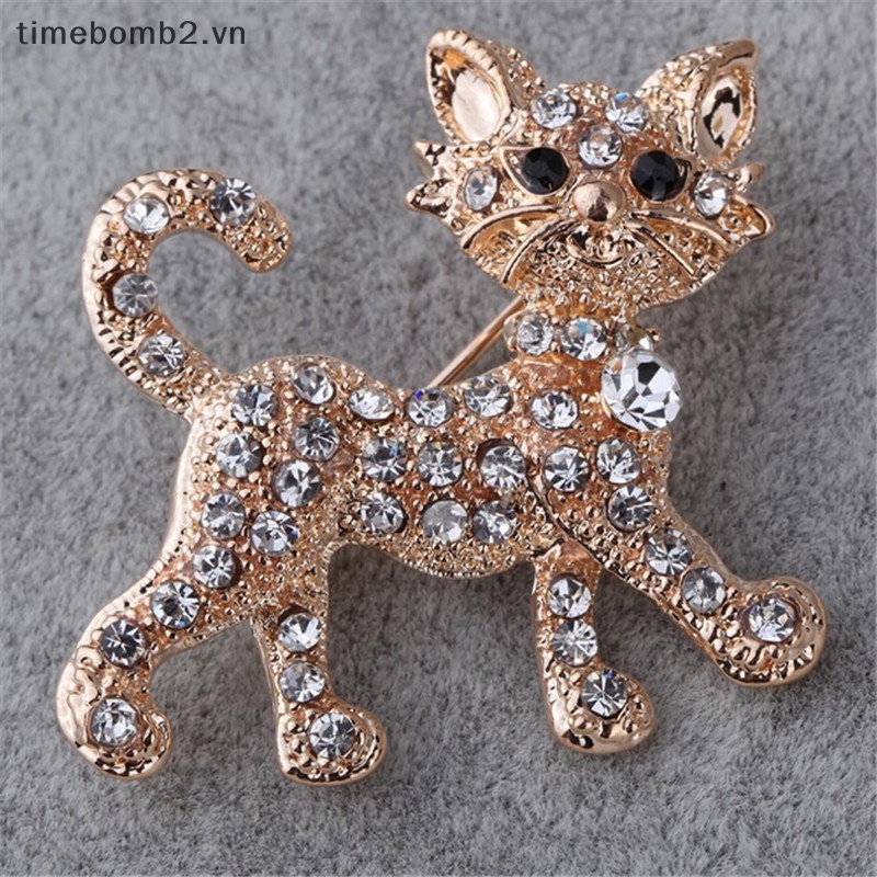 Ghim Cài Áo Đính Đá Lấp Lánh Phong Cách Vintage Cho Nữ