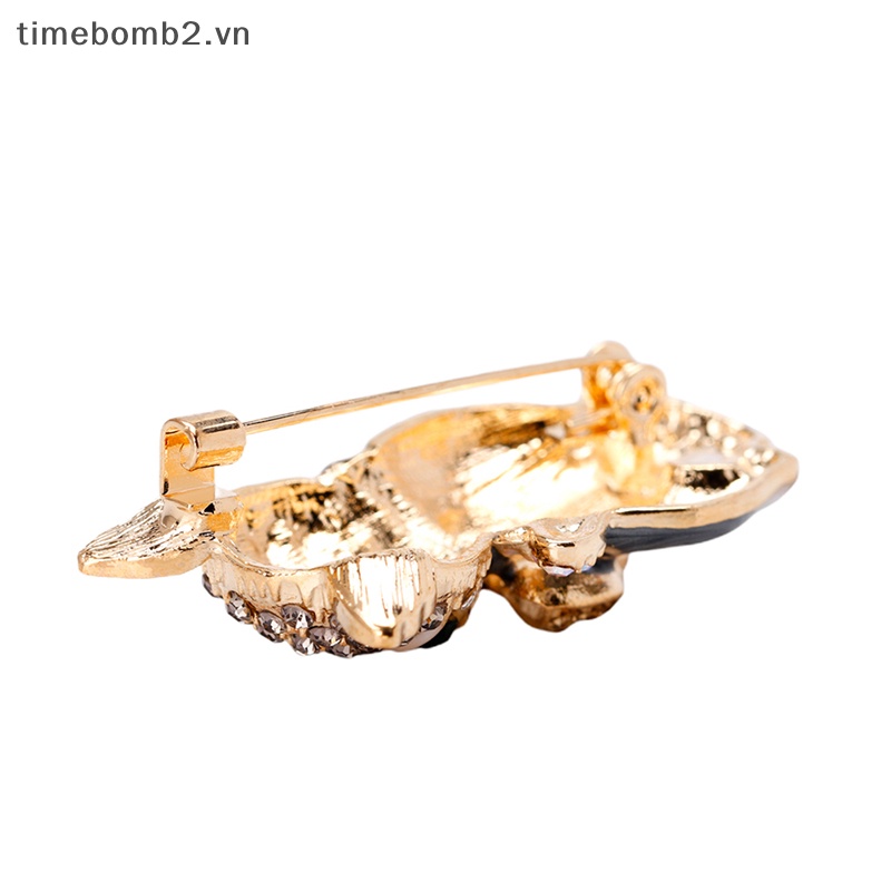 {Timebomb} Trâm Cài Áo Trang Trí Túi Xách Bằng Pha Lê Mắt Mèo Hoạt Hình Tráng Men Màu Xanh