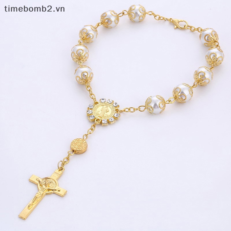 {Timebomb} Vòng Tay Chuỗi Hạt Chéo Rosary Đạo Công Giáo Làm Quà Tặng