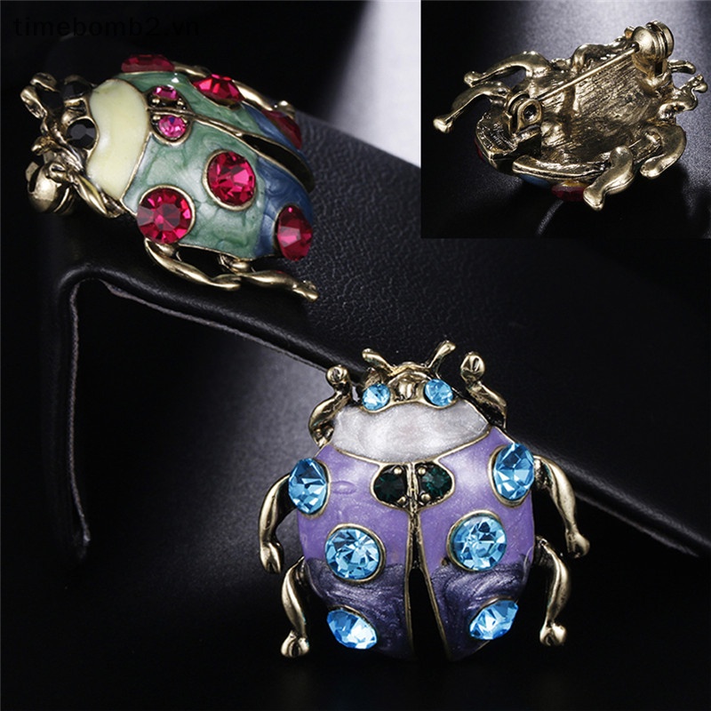 {Timebomb} Ghim Cài Áo Hình Bọ Rùa Đính Đá Pha Lê Trang Trí Quần Áo Đám Cưới.