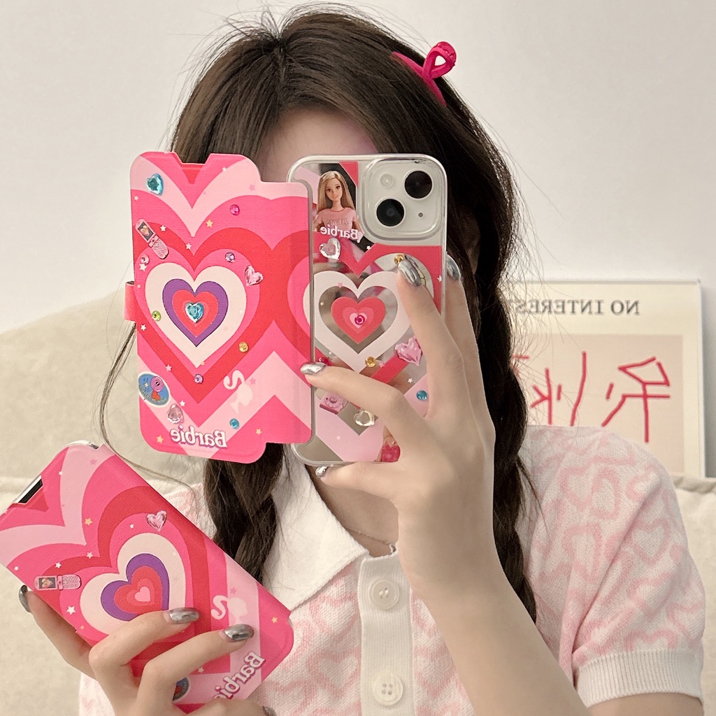 Ốp Điện Thoại tpu Mềm Chống Sốc Tráng Gương Họa Tiết Barbie Cho iPhone 14 13 12 11 PRO MAX