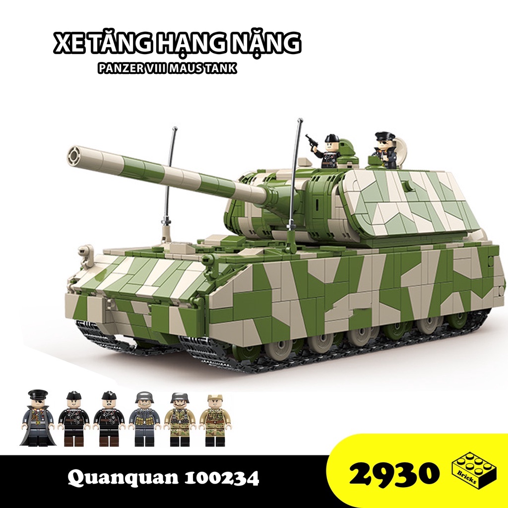 Đồ chơi Lắp ráp Mô hình Xe Tăng Đức hạng nặng Maus Quanquan 100234 Panzer VIII Maus Tank