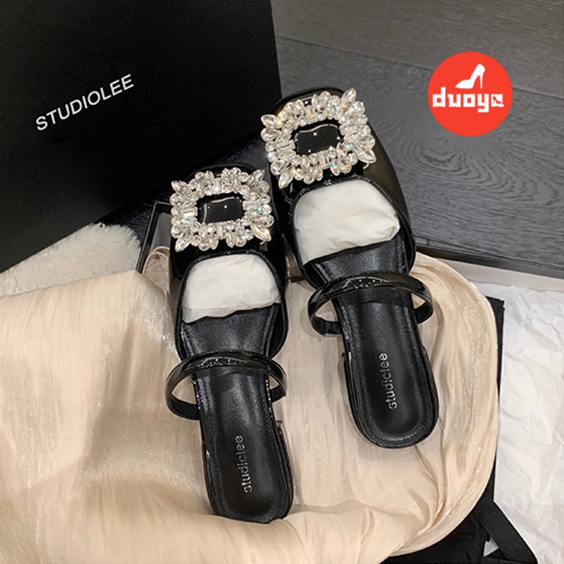Duoya Factory~[Hàng Có Sẵn]~ Giày Sandal Gót Thấp Dày Hở Ngón Có Khóa Cài Hình Vuông Phong Cách Mùa Hè Kiểu Mới Dành Cho Bạn Nữ Mang Dịp Lễ Hội Mùa Hè 2022