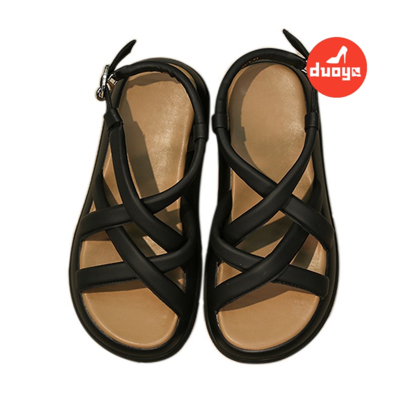 Duoya Tóc Thẳng ~ [Hàng Có Sẵn] Giày Sandal Đế Mềm Khoét Rỗng Dây Chéo Thời Trang Mùa Hè Cho Nữ Miễn Phí Vận Chuyển