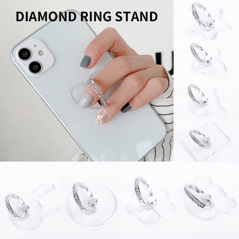 Nhẫn Móc Ngón Tay Giữ Điện Thoại Xoay 360 Độ Trong Suốt Đính Kim Cương Thời° Giá Đỡ Điện Thoại Có Thể Xoay Được Tiện Dụng