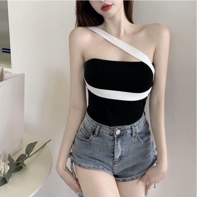 [F &amp; X] Áo Ống Ngắn Không Tay Dáng Ôm Thời Trang Mùa Hè Quyến Rũ Cho Nữ