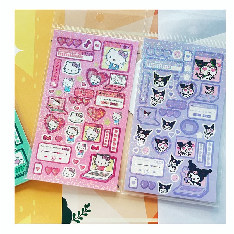 Sanrio Miếng Dán laser goo Hoạt Hình Dễ Thương Có Thể Gắn Vào Hành Lý Điện Thoại Có Thể Gắn Vào Va Li