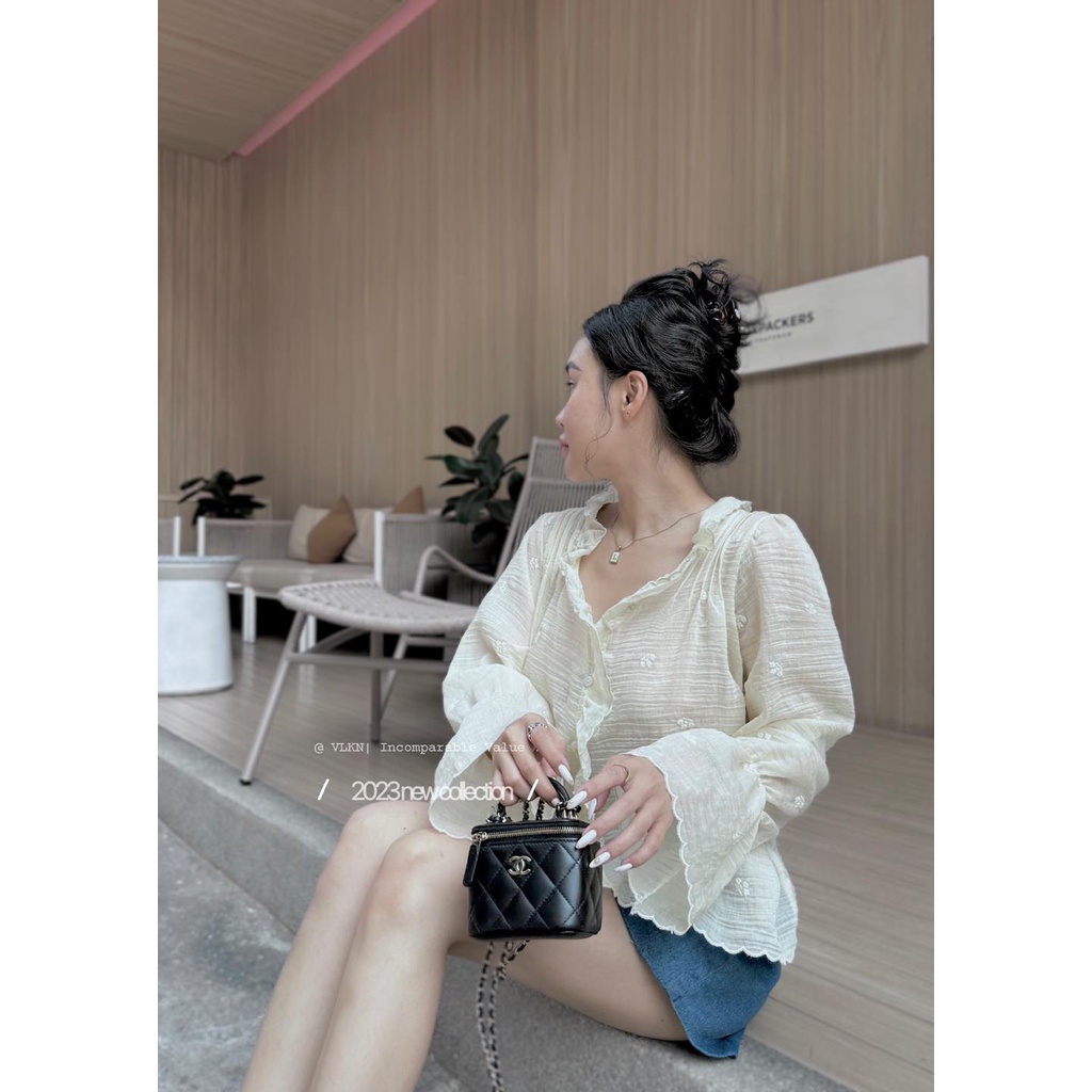 Áo voan ren xô viền hoa li ti