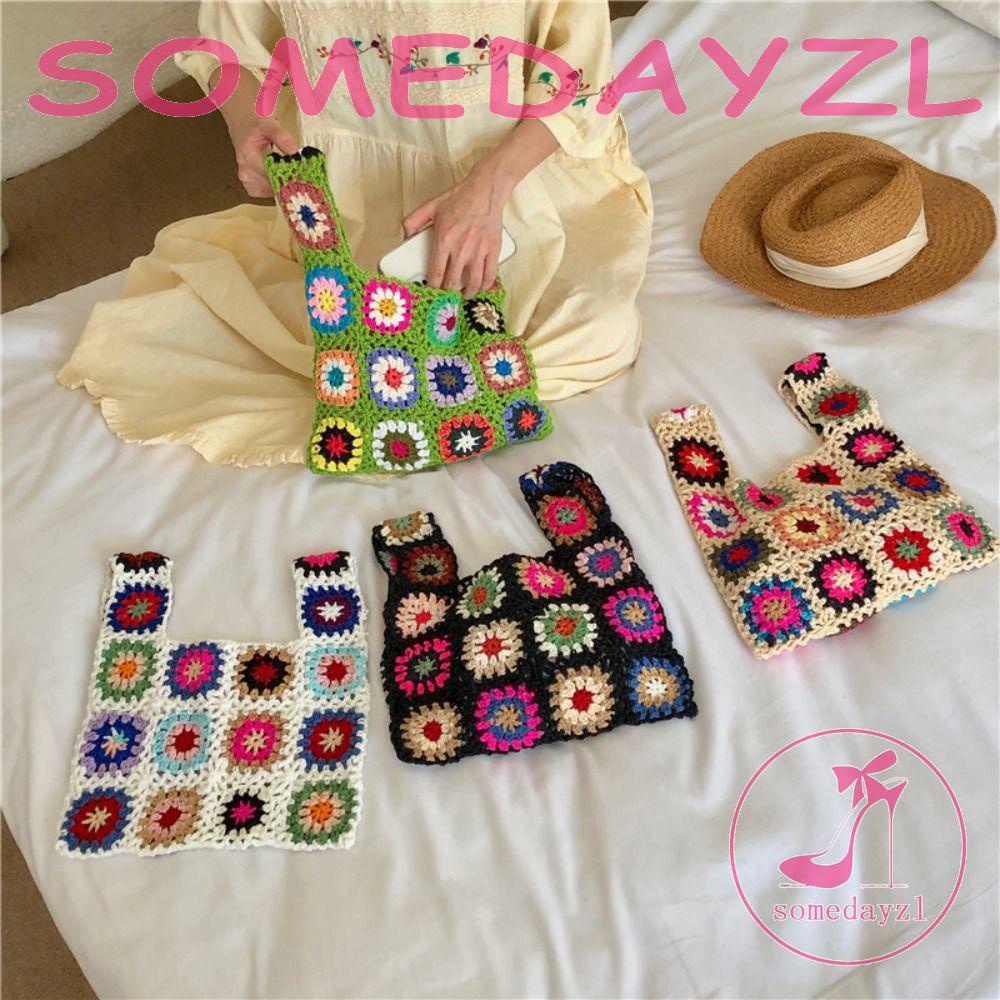 Túi Xách Đeo Cổ Tay Sức Chứa Lớn Họa Tiết Thổ Cẩm Phong Cách Vintage Thời Trang Dành Cho Nữ