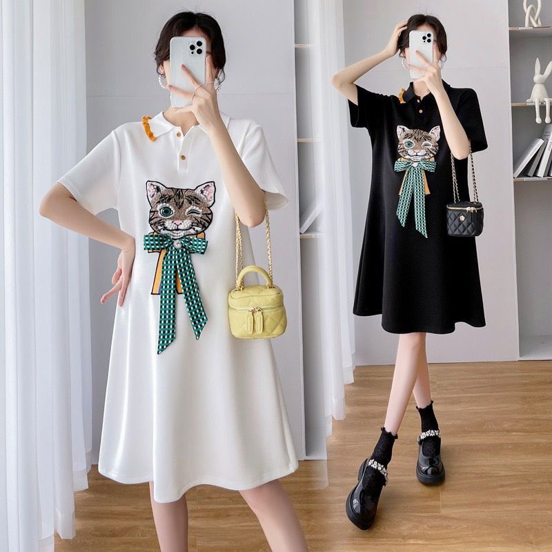 YHTN váy bầu mùa hè đầm bầu dễ thương Thời trang dễ thương xinh bigsize váy bầu hè