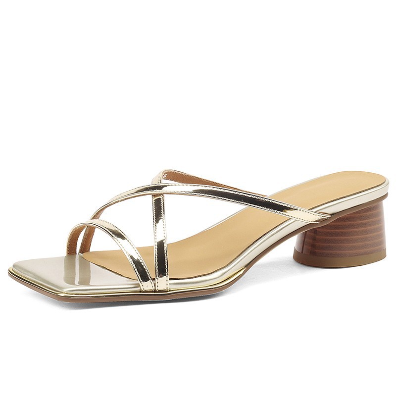 Duoya Tóc Thẳng ~ [Hàng Có Sẵn] Sandal Hở Ngón Quai Chéo Da Mềm Dày Mùa Hè Cho Nữ Miễn Phí Vận Chuyển