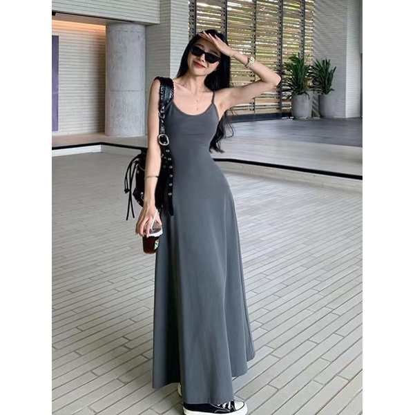 Cozok Đầm Dài Không Tay Dáng Ôm Màu Trơn Gợi Cảm Dành Cho Nữ