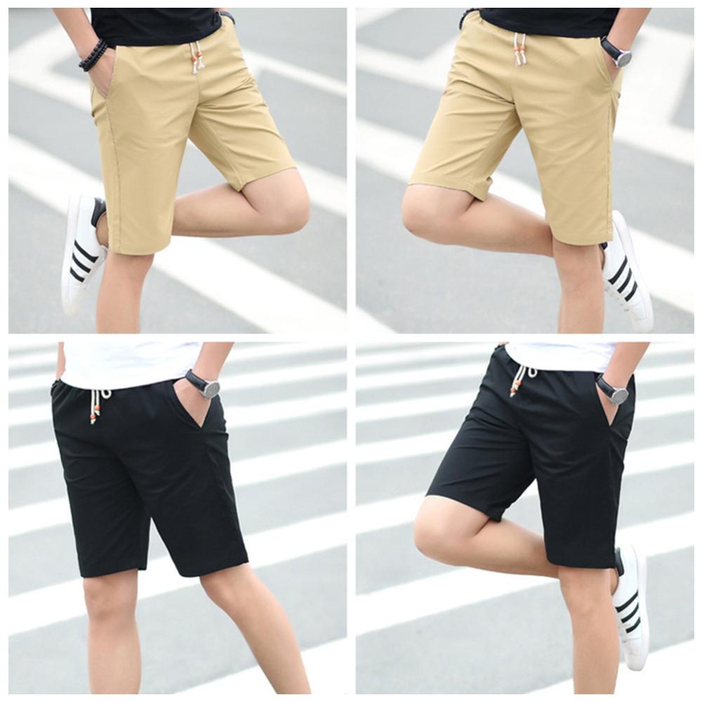 Quần Short Thể Thao Cotton Màu Trơn Cột Dây Thời Trang Cho Nam H3J8