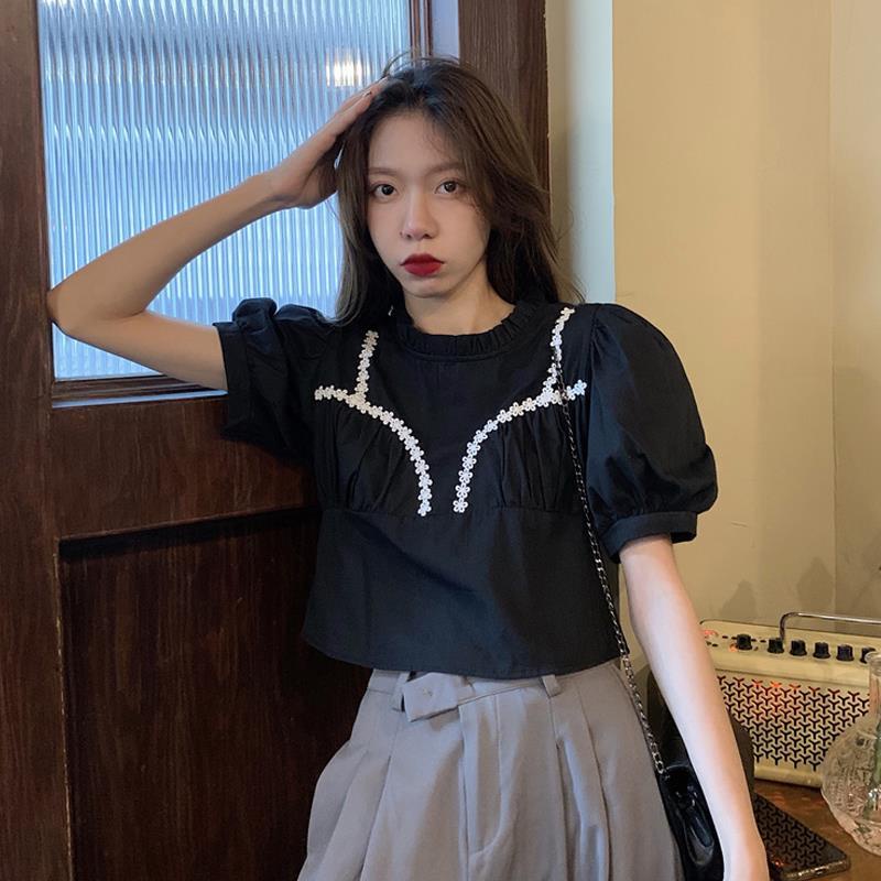 Áo Kiểu Tay Phồng Ngắn Màu Trắng Thiết Kế Mới Thời Trang Mùa Hè Theo Phong Cách Hàn Quốc Cho Nữ