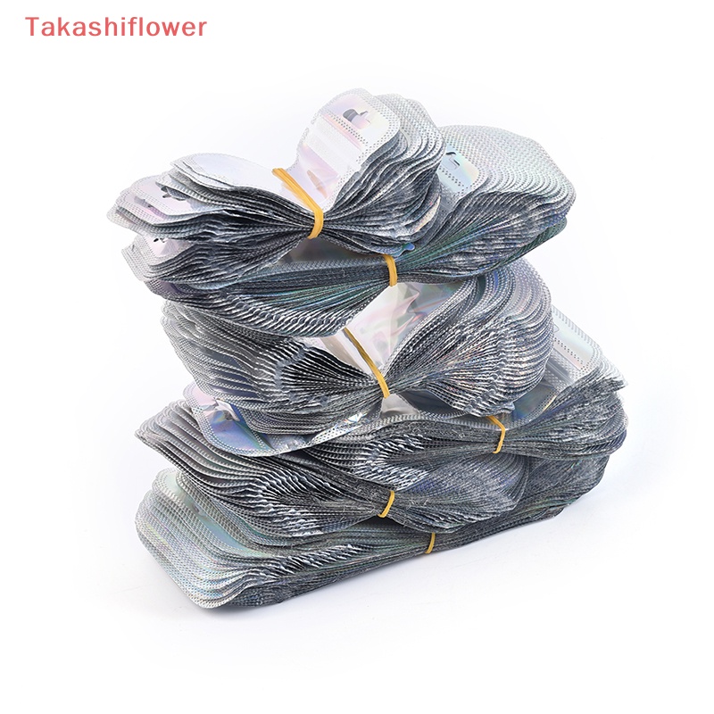 (Takashiflower) 50 Túi Đựng Kẹo Bằng Lá Nhôm Màu Laser Có Khóa Đóng Lại Được