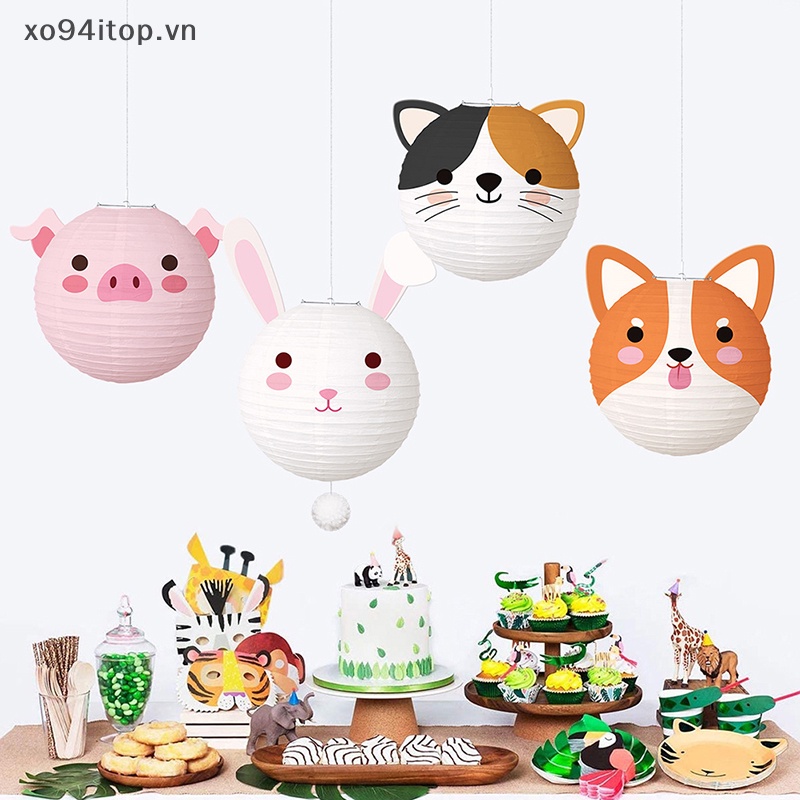 Lồng Đèn Giấy Họa Tiết Động Vật Hoạt Hình Đáng Yêu Dùng Trang Trí