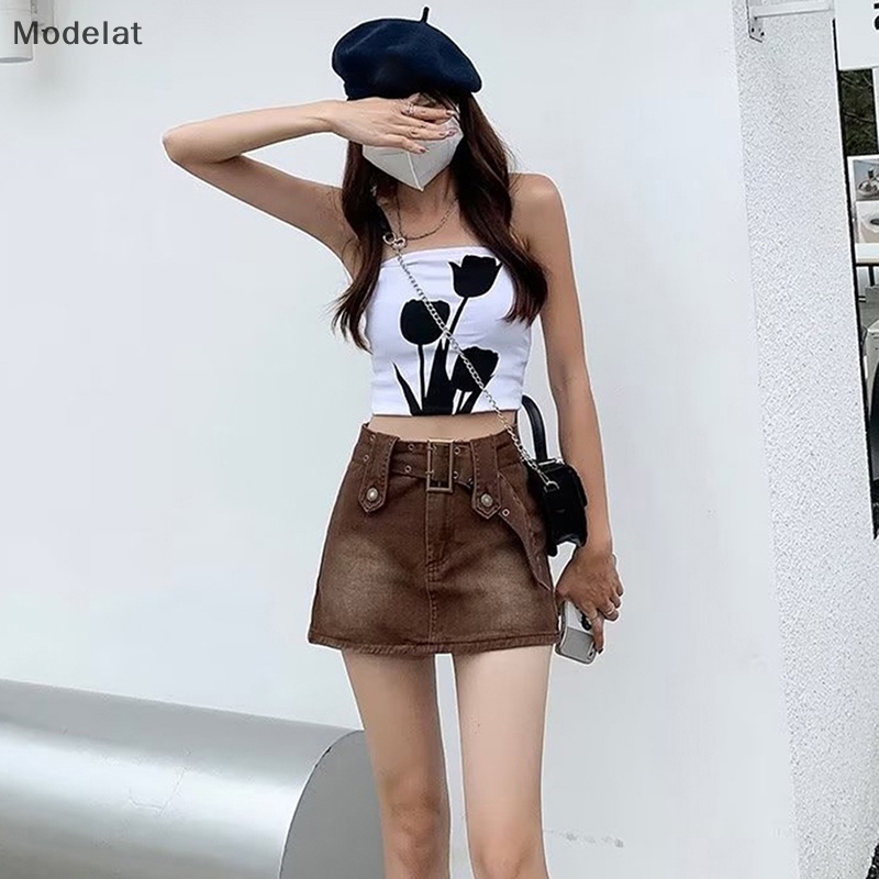 Chân Váy Jean MFC Y2K Lưng Thấp Có Túi Quyến Rũ Hợp Thời Trang