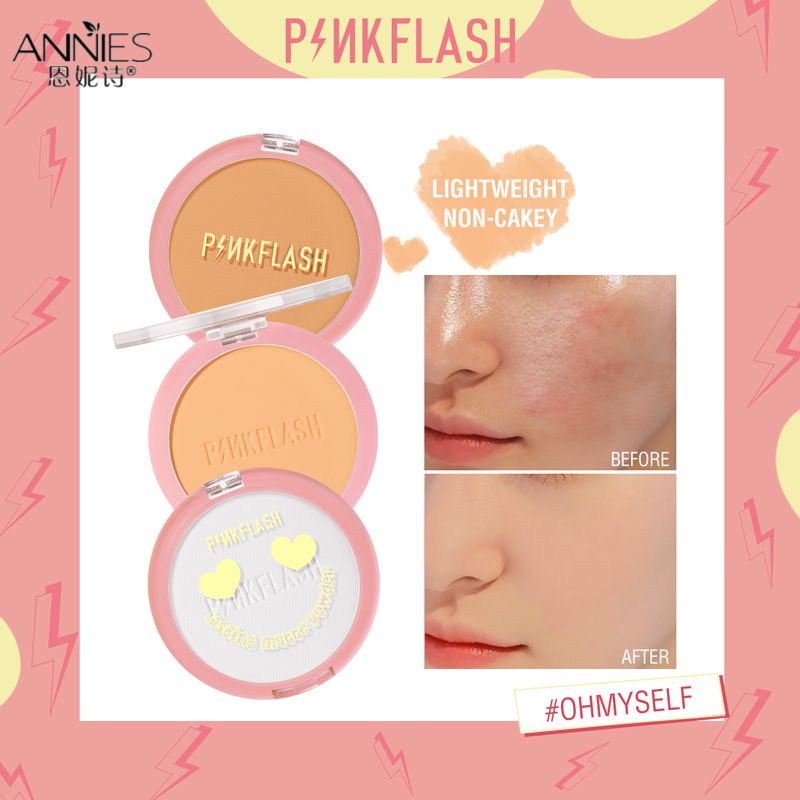 Phấn Nén PINKFLASH Tự Nhiên Kiềm Dầu Lâu Trôi Chống Thấm Nước Trọng Lượng Nhẹ 3 Màu Tùy Chọn