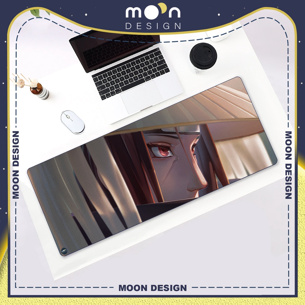 Miếng Lót Chuột Gaming in hình Anime Naruto Uchiha Itachi Đội Nón Pad Decor bàn làm việc size Tròn 25/35/21x26/25x31
