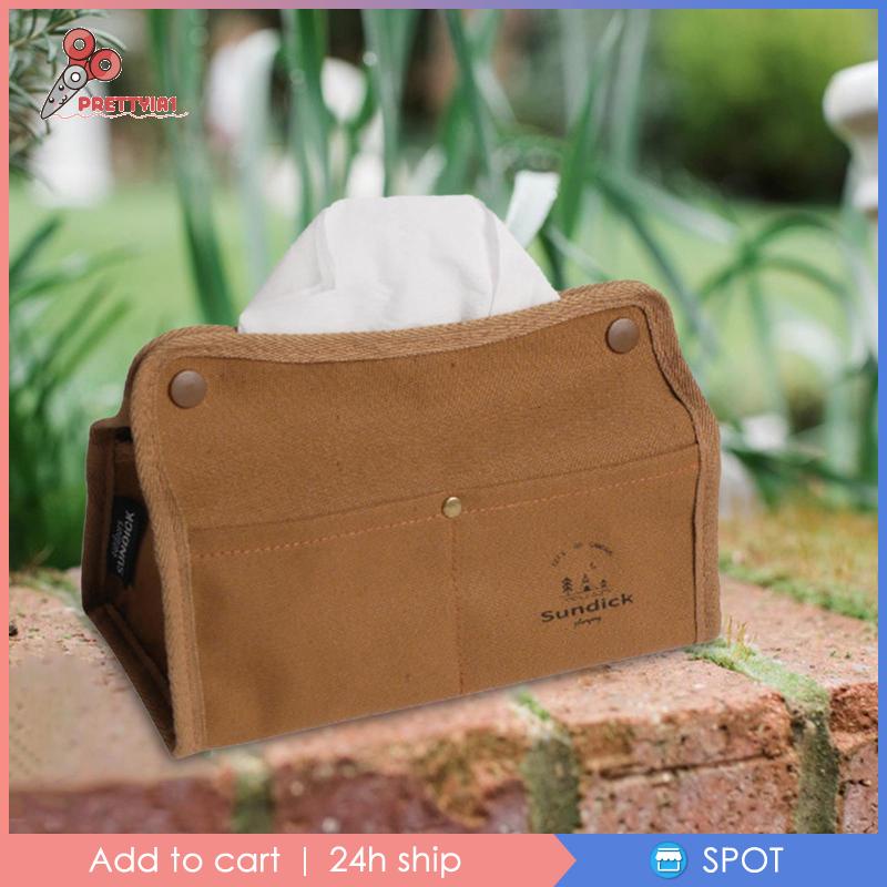 1 [Prettyia1] Khay Đựng Khăn Giấy Bằng Vải Bạt Gọn Nhẹ Sắp Xếp Gọn Gàng Cho