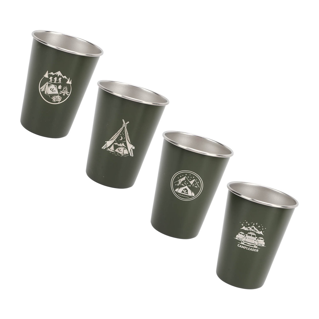 Set 4 Cốc Uống Bia / Trà / Cà Phê Bằng Thép Không Gỉ Kèm Túi Đựng Tiện Lợi