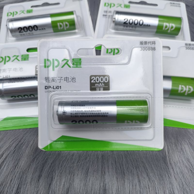 Pin sạc 18650 3.7V Lion Dp cao cấp 2000mAh chính hãng