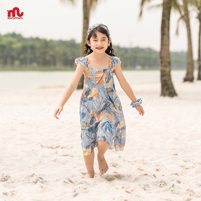 Váy 2 dây đi biển bé gái Riomio đầm công chúa tặng kèm buộc tóc 3,4,5,6,7,8,9 tuổi rv601