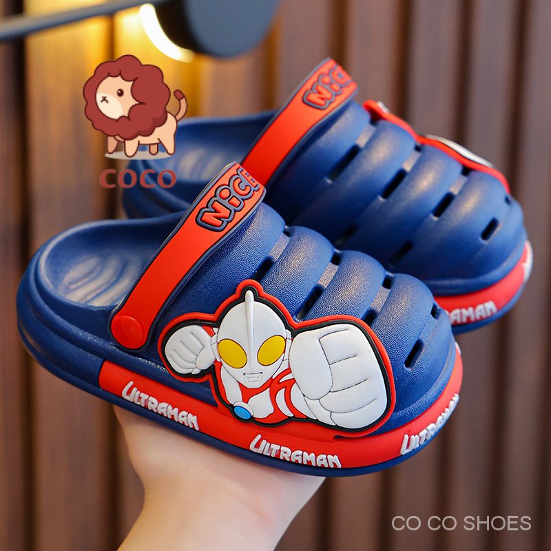Dép Sandal Đục Lỗ Thoáng Khí Chống Trượt In Hình Ultraman Thời Trang Mùa Hè Cho Bé Trai Và Gái