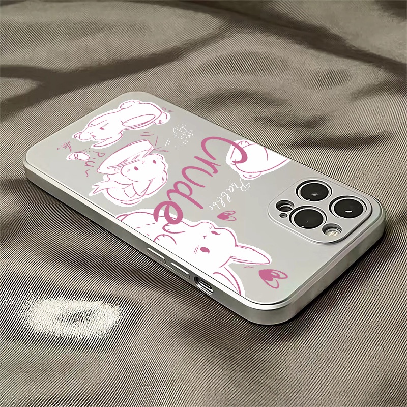 Ốp Điện Thoại TPU Silicone Mềm Mạ Điện Chống Sốc In Hình Thỏ Đáng Yêu Cho IPhone 14 11 13 12 Pro Max XS XR X 8 + 7 6S Plus