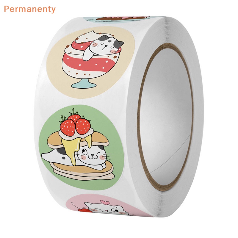Set 500 Miếng Dán Hình Tròn Họa Tiết Mèo Hoạt Hình Trang Trí Đa Ứng Dụng
