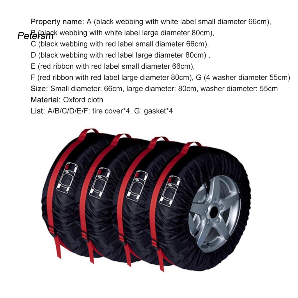 Set 4 Vỏ Bọc Bảo Vệ Lốp Xe Chống Nắng / Tia UV Bằng Vải Oxford Chống Mài Mòn Có Thể Gập Gọn