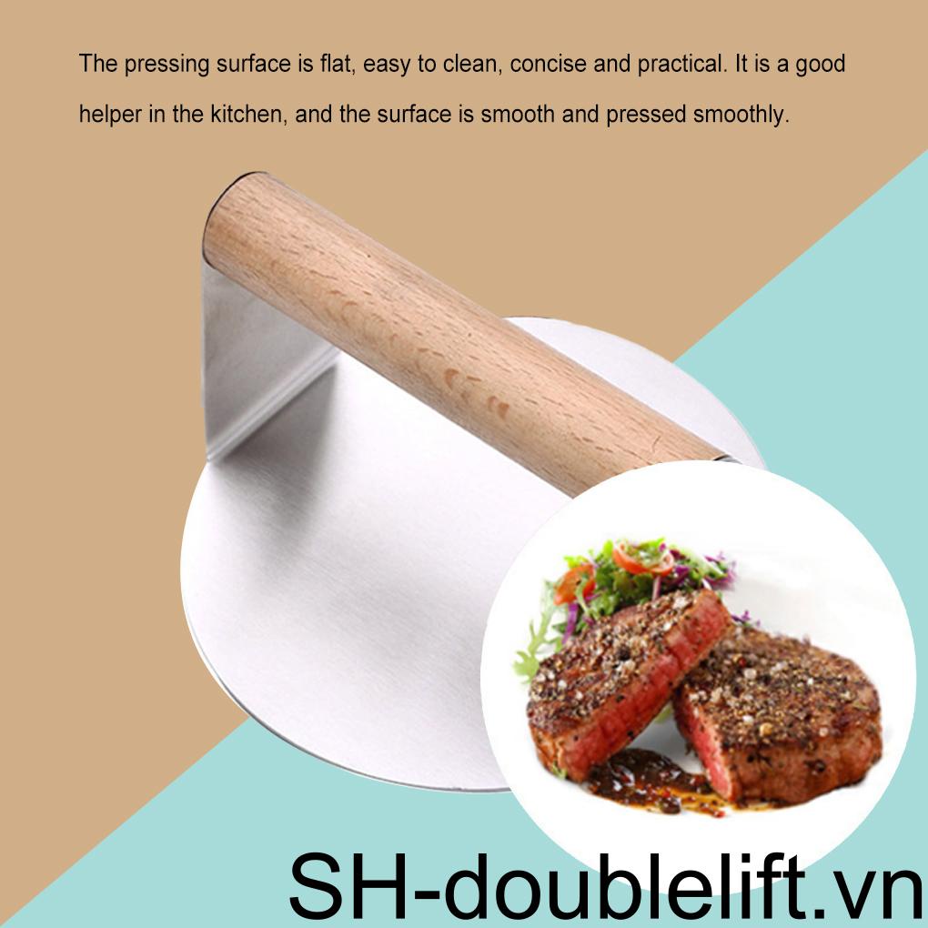 Dụng Cụ Nghiền Thịt Viên Bằng Thép Không Gỉ Tay Cầm Gỗ Cách Nhiệt