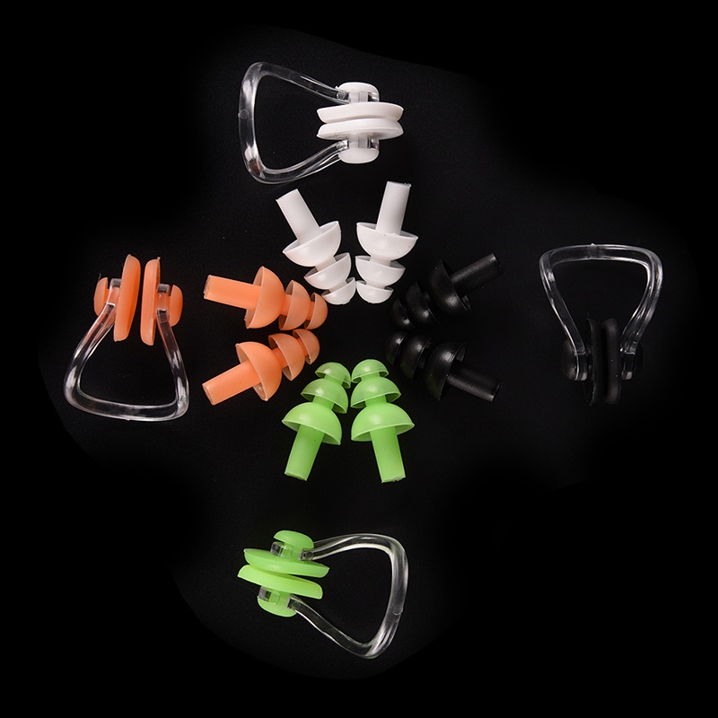 1 Bộ Kẹp Mũi + Bịt Tai Bằng Silicon Mềm Chống Nước Dùng Khi Bơi Lội