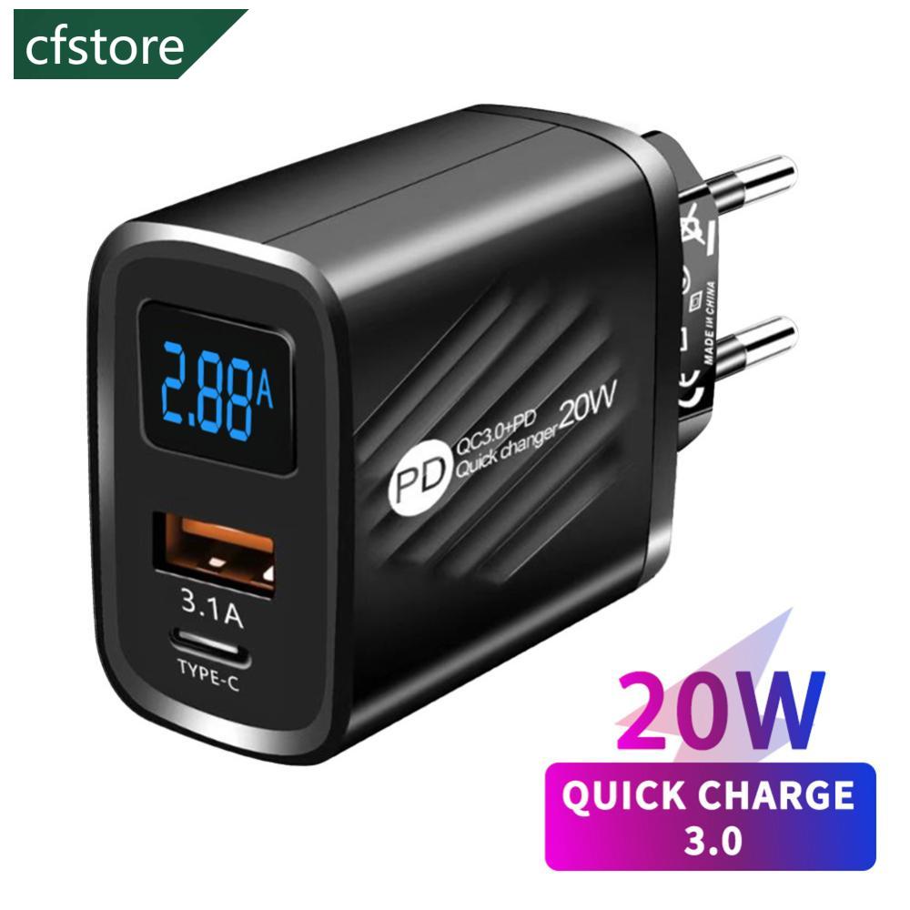 Cốc Sạc Nhanh USB 3.0 D2T7 20W Có Màn Hình Kỹ Thuật Số Cho Điện Thoại