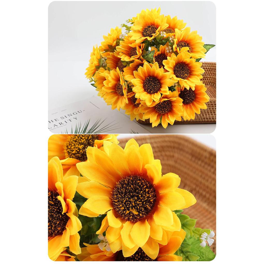 Set 2 Bó Hoa Hướng Dương Nhân Tạo Dùng Để Trang Trí Tiệc Cưới