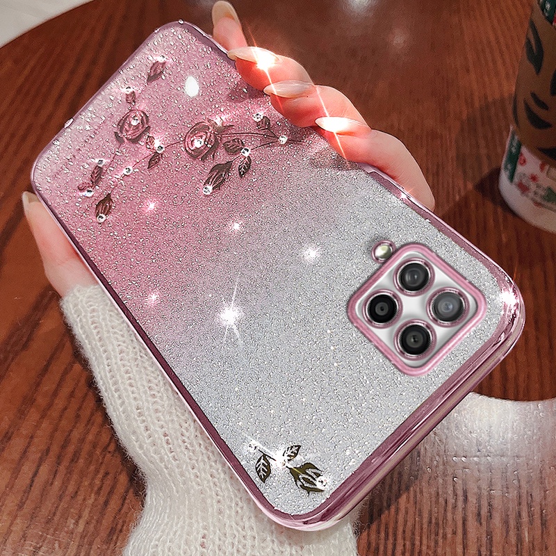 Ốp Điện Thoại Silicon Mềm Họa Tiết Hoa Hồng Cho Samsung Galaxy A12 A22 4G A42 5G M53 5G M32 4G M33 5G M12 F12 F62 M62