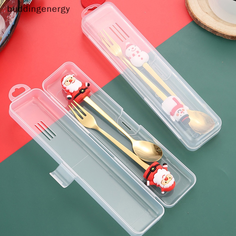 Bộ 2 Muỗng Nĩa Ăn Tráng Miệng Hình Tuần Lộc Giáng Sinh Dễ Thương